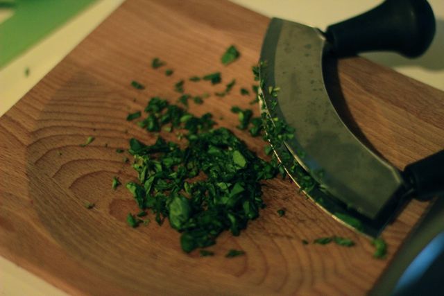 mezzaluna for cutting up herbs