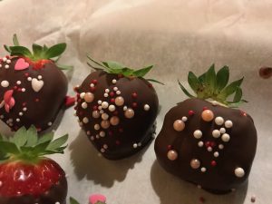 Valentine decorated chocolate covered strawberries